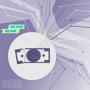闲置物品交换紫色抽象现代背景上的美元图标 各个方向的线条 为您的广告留出空间 韦克托设计图片