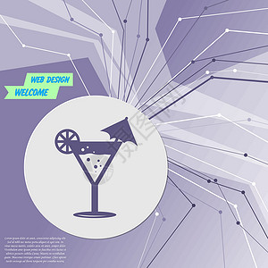 卡拉马塔橄榄紫色抽象现代背景上的鸡尾酒派对马提尼图标 各个方向的线条 为您的广告留出空间 韦克托插画