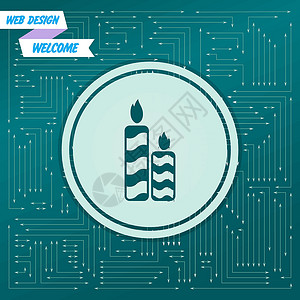 电子蜡烛绿色背景上带有不同方向箭头的蜡烛图标 它出现在电子板上 韦克托插画