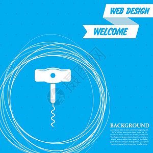 塞南克蓝色背景上的开瓶器图标 周围有抽象圆圈 并为您的文本放置 韦克托插画