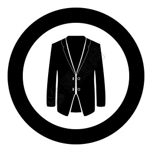 西装领带人士图标在圆形矢量插图中 商业西装黑色图标被孤立插画