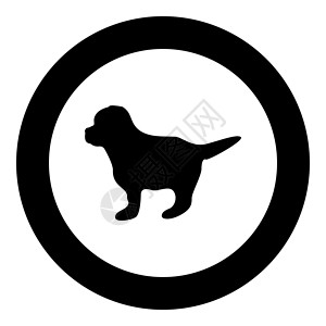 罗素梗小狗图标黑颜色在 circl插画