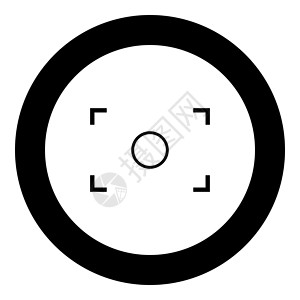 在软焦点相机焦点图标在圆圈中的黑色颜色插画