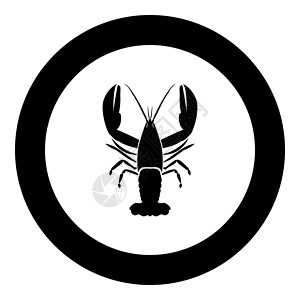 龙虾图标Craw 鱼图标黑颜色在 circl插画