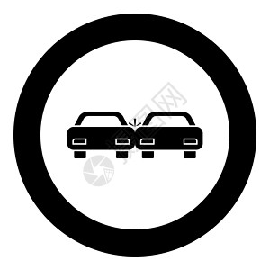 被撞坏的汽车图标在圆圈中显示黑色颜色设计图片