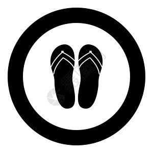 黑色凉鞋沙滩拖鞋黑色圆圈矢量它制作图案中的图标插画