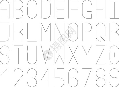 数字的单的现代单细线字体 矢量大写字母和数字 信息图表和未来派设计插画