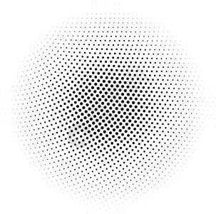 12点黑色抽象半色调圆圈由白色背景上径向排列的点组成 它制作图案矢量插画