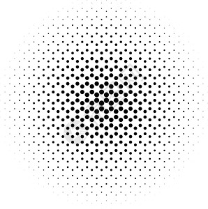 弧形六边形中点的抽象半色圆 黑白矢量图解元素艺术插图邮票风格旋转绘画装饰印刷流行音乐白色插画