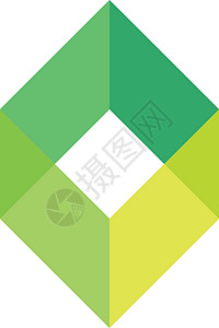 空盒子绿色空框徽标模板 商业或物流公司的简单几何形状标识 它制作图案矢量插画