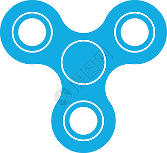 三叶指尖陀螺三刃指尖陀螺 - 流行的玩具和抗压工具 在白色背景上隔离的蓝色简单平面矢量图标设计图片
