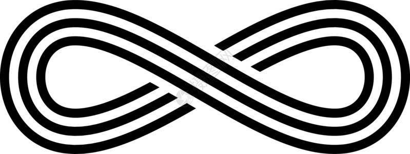 无边无际无限符号图标 代表无限无限和无尽事物的概念 白色背景上的简单三重线矢量设计元素宇宙哲学艺术数学圆形运动曲线徽章环形商业插画