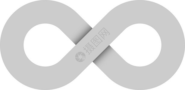 纽无限符号图标 代表无限无限和无尽事物的概念 白色背景上的简单灰色矢量设计元素插画