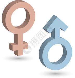 蓝色和粉红色的 3D 男性和女性符号 地面上有阴影 它制作图案 Eps10 矢量女士异性性别厕所插图团体反射浪漫女孩夫妻背景图片