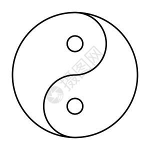 佛教白色阴阳符号黑色轮廓插画