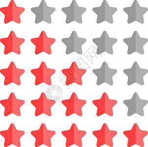 五星服务星评级集 灰色和红色的简单圆形插画