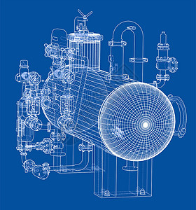 工业制图素材素描工业设备金属设施植物力量模型配件龙头机阀绘画部分背景