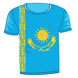 哈萨克斯坦T恤衫旗背景图片