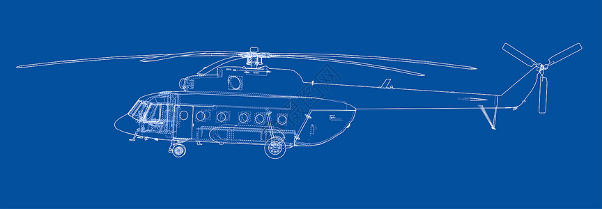 线条直升机直升机工程图技术蓝图菜刀打印绘画飞机航班维修工业草图背景