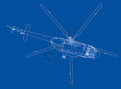 线条直升机直升机工程图车辆飞机蓝色蓝图航空螺旋桨空气航班机器运输背景
