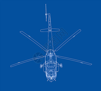 线条直升机直升机工程图技术航班蓝色维修飞机工业航空草图螺旋桨打印背景