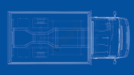 透明素材小图概念小卡车  3d 它制作图案框架车轮数字化蓝图车辆技术驾驶送货草稿绘画背景