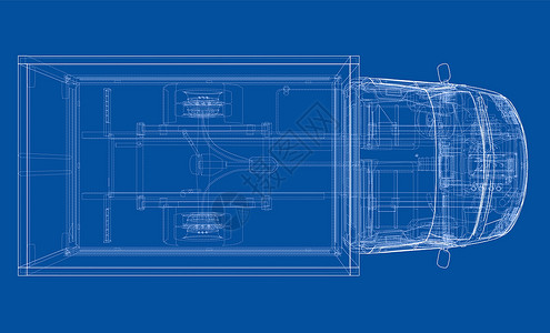透明素材小图概念小卡车  3d 它制作图案框架车轮运输汽车绘画技术货物草稿送货蓝图背景
