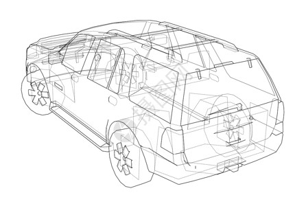 汽车 SUV 绘图大纲草稿检查3d绘画运输运动越野车车辆车轮卡车背景图片