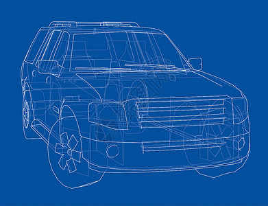 汽车 SUV 绘图大纲运输草稿蓝图检查3d绘画车辆越野车运动卡车背景图片