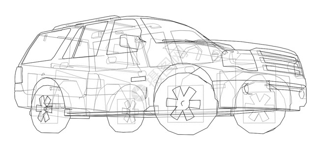 中秋车图汽车 SUV 绘图大纲绘画越野车检查草稿车轮运动卡车3d车辆运输背景