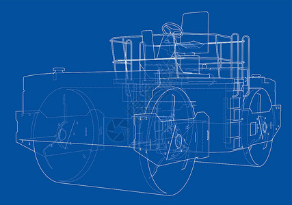 摊铺机Ashalt 紧压器概述矢量插图卡车活动推土机道路运输维修建造滚筒压力设计图片