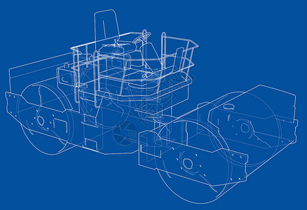 Ashalt 紧压器概述矢量推土机工程施工车辆运输车轮插图压力卡车建筑背景图片