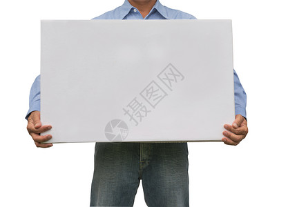 商务人士携带一个白色盒子 孤立在白色背景上的白箱女孩微笑邮件男人邮政剪裁运输人士纸盒导游背景