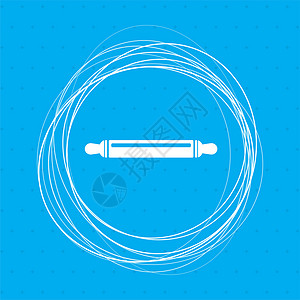 食谱图标滚动器 面粉图标 在蓝色背景上 有抽象的圆圈 周围和位置 您的文本背景