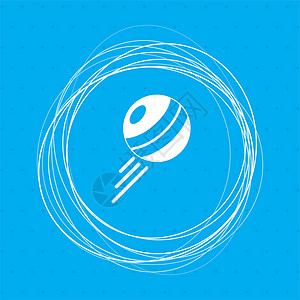 妖怪素材蓝色背景上的 pokeball 图标 周围有抽象圆圈 并为您的文本放置背景