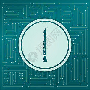 绿色背景上的 clarinet 图标 箭头方向不同 它显示电子版背景图片