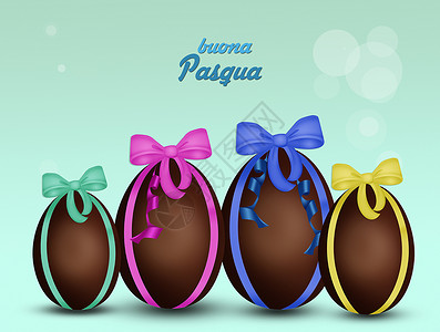 家庭复活节鸡蛋惊喜礼物庆典宗教快乐丝带彩蛋包装糖果插图背景图片