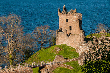 厄克特城堡历史性苏格兰风景高清图片
