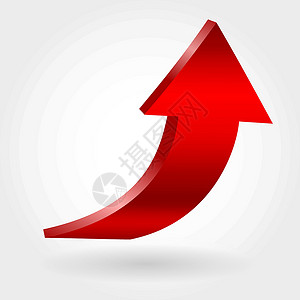 红色箭头和中性白色背景阴影商业插图3d指针推介会危机背景图片