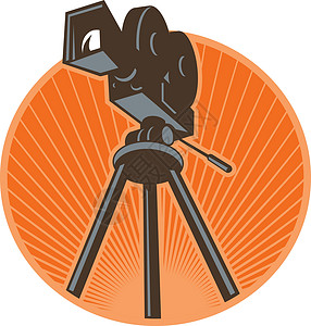 老式摄影机老式 35 毫米电影摄影机 Retr插画