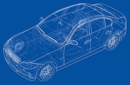 概念车 韦克托车辆车轮汽车蓝图数字化框架插图运输家用车跑车背景图片