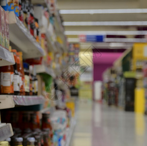 欧洲零售商店的模糊部分 本地超市的Aisle 焦点分散的背景背景食物商业农业团体产品柜台大卖场营养零售生产背景图片