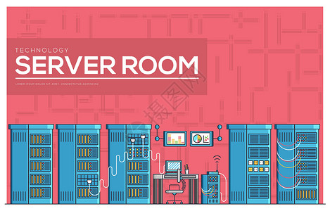 暴漫斗图服务器机房轮廓矢量图 线性符号包 细线图标标志符号象形图和平面插图概念的现代模板插画