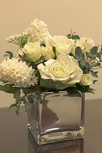 白星风信子白色婚礼花束花束 包括玫瑰装饰绣球花风格花朵白花白丁香背景