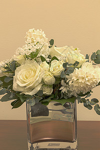 白星风信子白色婚礼花束花束 包括玫瑰白丁香白花花朵绣球花风格装饰背景
