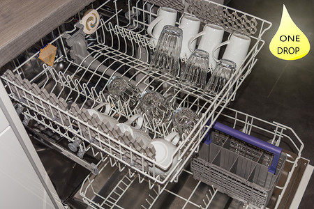 使用清洁洗碗机的现代洗碗机工具盘子除垢厨房私人勺子配件机械命令餐具背景图片
