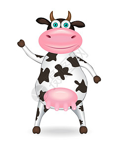 斑点牛粉色卡通片白色农场动物哺乳动物插图小牛黑色快乐背景图片