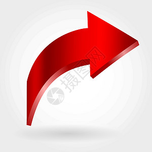 右钩骨红色箭头和中性白色背景商业危机推介会阴影指针插图3d设计图片