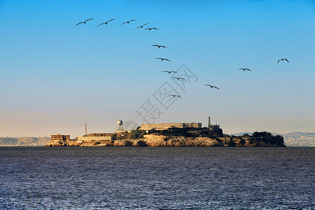 Alcatraz岛天空插图地点摄影地方日落监狱旅行背景图片