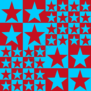恒星的装饰模式星星韵律蓝色几何红色棋盘格五边形背景图片